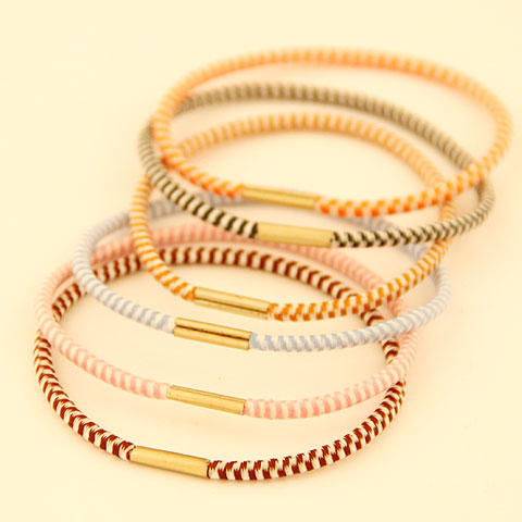 (<em>1个</em>价)韩版时尚条纹发圈<em>扎头发皮筋</em>(颜色随机