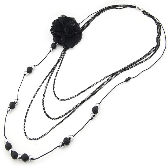 韩版时尚流行水晶珠珠 花朵多层<em>毛衣链</em>(已售完