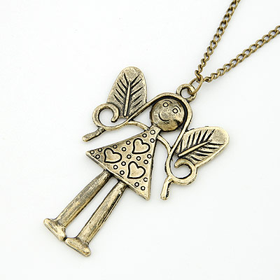 韩版时尚复古芭比<em>娃娃毛衣链|韩国</em>饰品批发|银